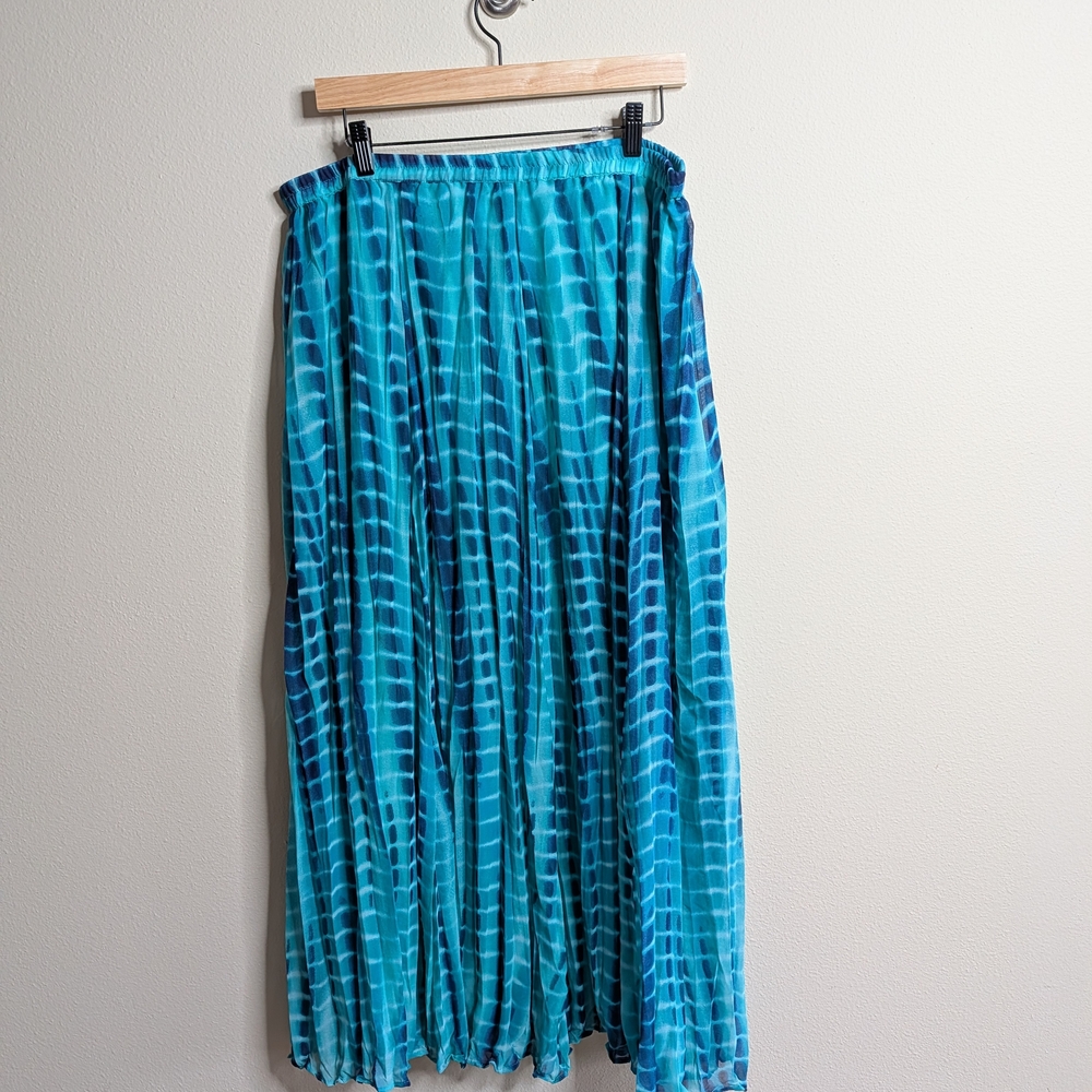 Flint & Moss‎ Maxi Skirt Womens Large Blue Green Tie Dye Print Boho Coastal